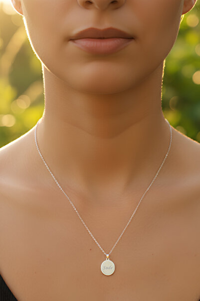 MEG TASARIM DÜNYASI İsim Yazılan Kişiye Özel Gümüş Renk Çelik Kadın Uzun Kolye