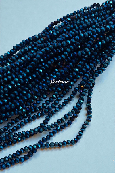 SavBrand Mărgele de cristal de 4 mm – Albastru petrol / Albastru închis marin...