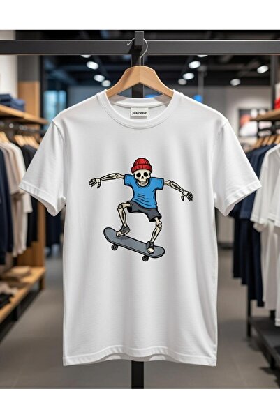 playwear PLAY WEAR Tricou unisex cu imprimeu, cu guler rotund, cu design Skel...