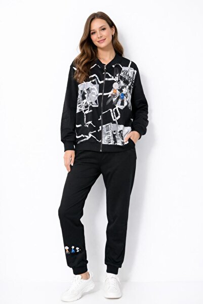 DağdevirenTekstil طقم بدلة رياضية نسائية مع سترة علوية وسفلية