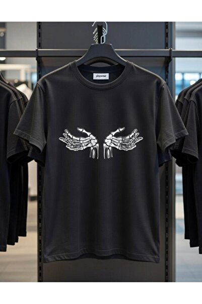 playwear PLAY WEAR Tricou unisex cu imprimeu SKELETON HAND PRAY, cu decolteu ...