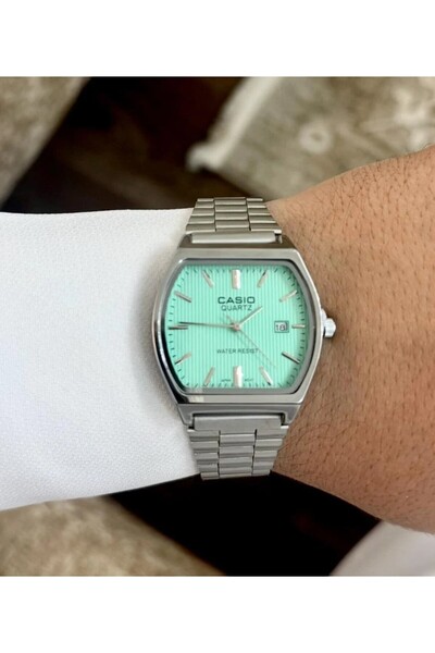 Zarif CS Men's Quartz Silver Wristwatch with Turquoise Dial