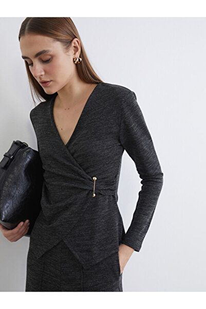 LC Waikiki Rmz Gi̇yi̇m Farkiyla Double-Breasted Roba Metal Buckle Gathered Bl...