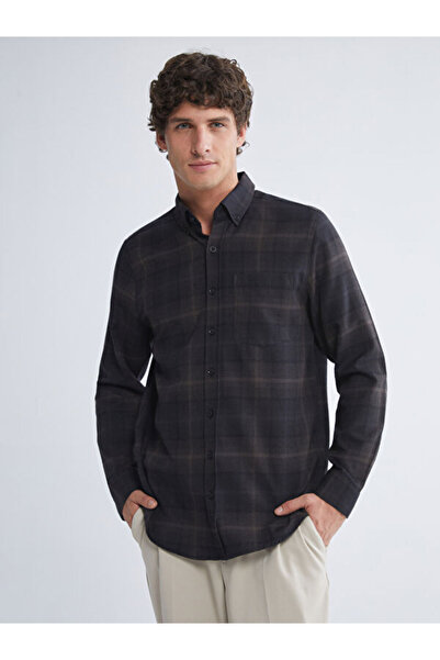 LC Waikiki Regular Fit Long Sleeve Plaid Gabardine Men's Shirt