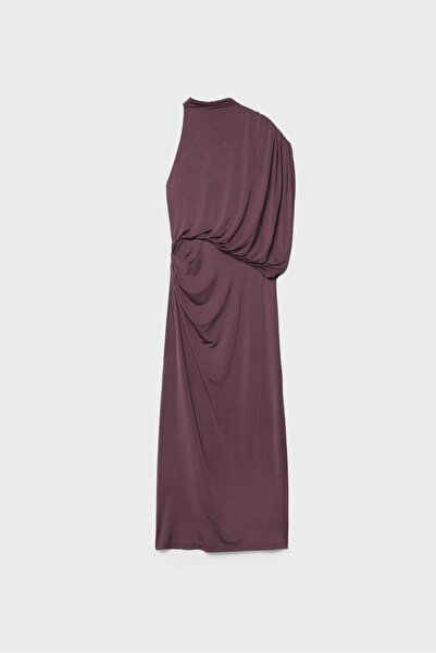 Stradivarius Draped midi dress with cape detail