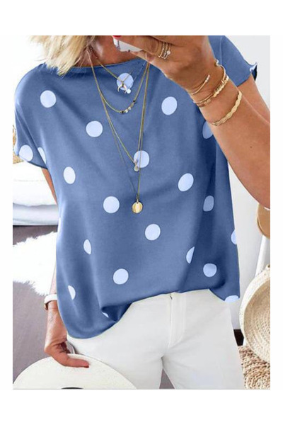 POLO BONETTA Women's blue blouse made of muscrepe fabric - Turkish made