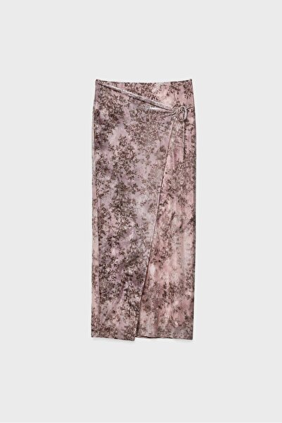 Stradivarius FLOCKED MIDI SKIRT