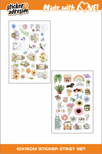 Sticker Adresim 6 Sayfa Çiçekler Sticker Seti - Etiket - Bullet Journal