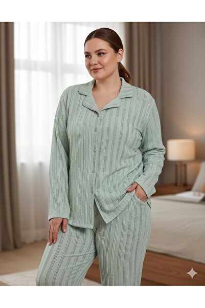 PİJALİNA TOPTAN PERAKENDE VE ONLİNE TEKSTİL Vertical Striped Buttoned Pajama ...