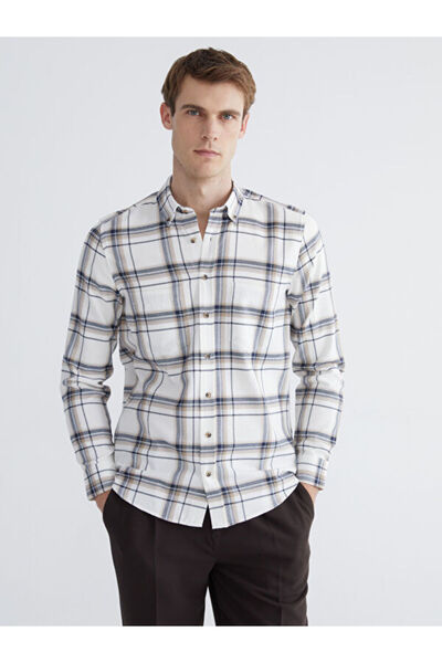 LC Waikiki Regular Fit Long Sleeve Plaid Gabardine Men's Shirt