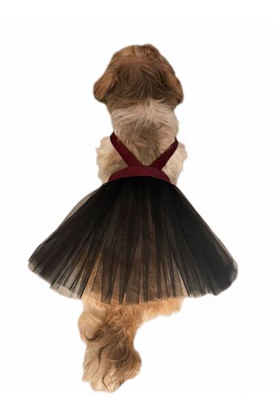 For a Fur Dog Dress Black Tutu Dog Outfit with Velcro Fastening