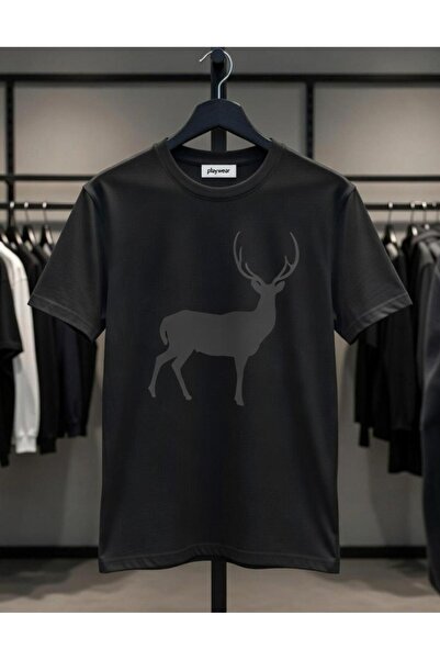 playwear PLAY WEAR Tricou unisex cu imprimeu SHADOW DEER, cu guler rotund