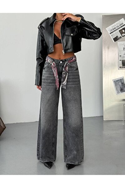 DENİKK Trend Special Design Accessory Belted Wide Leg Denim Comfortable Fit J...