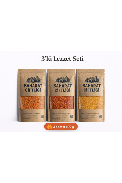 Baharat Çiftliği 3' lü x 100 g Lezzet Seti - Kajun Baharatı, Fajita Baharatı,...