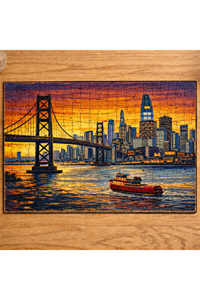 EXİN Wooden Puzzle San Francisco Sunset, Cityscape Adult Puzzle Gift