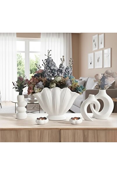 LİSYANTUS HOME 6’Parça Modern Dekoratif Set Vazo Minimalist Mumluk Obje Biblo...