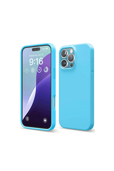 eco port حافظة آيفون 16 برو ماكس من السيليكون المخملي النانو - أزرق