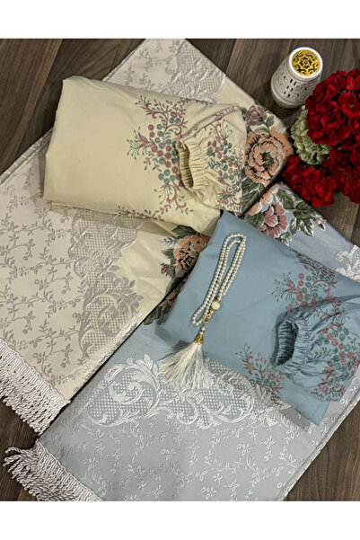 Gerenic Elegant and embroidered prayer rugs with a cover set