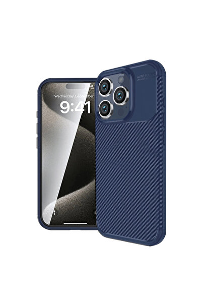 eco port iPhone 16 Pro Max Case Auto Focus Carbon Cover - Navy Blue