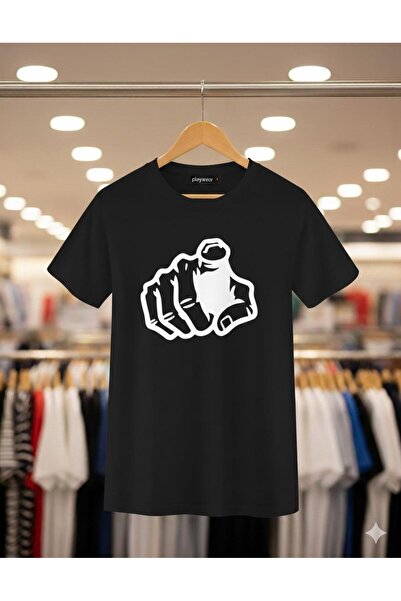 playwear PLAY WEAR Unisex Χαλαρή Εφαρμογή Μπλουζάκι με Στάμπα "ΔΕΙΧΝΕ ΤΟ ΝΑΙΔ...
