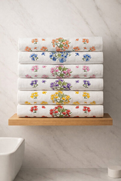 Peacock Set de 6 prosoape de catifea brodate pentru zestrele