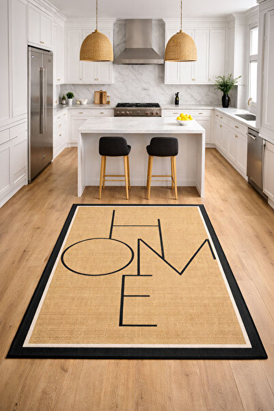 Nihai Ev Dijital Kaymaz Yıkanabilir Home Jüt Görünümlü Salon Halısı Mutfak Ha...