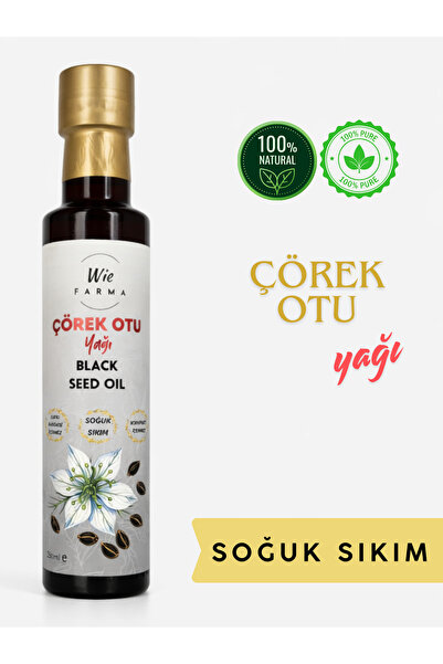 Wie Farma Çörek Otu Yağı 250 ml Soğuk Sıkım Cam Şişe Çörekotu Doğal Bakım Yağı
