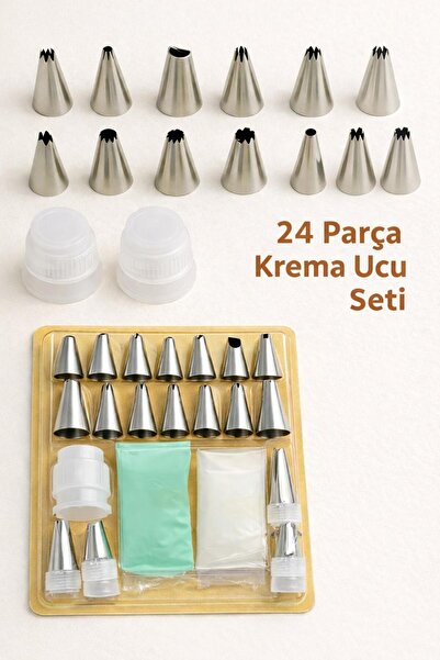 BRE HOME 24 Parça Paslanmaz Çelik Krema Ucu Ve Kurabiye Kalıbı Seti | Pasta V...