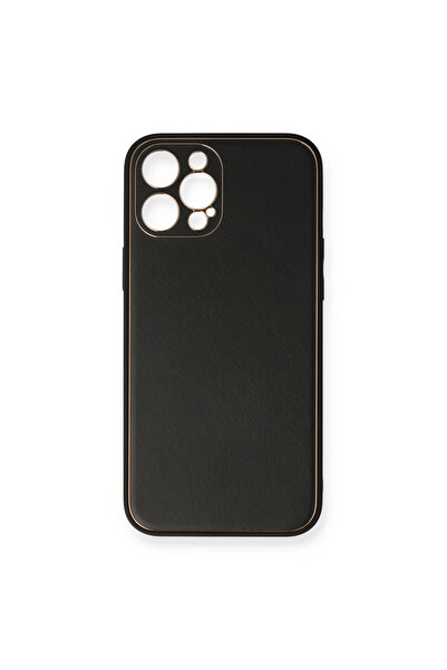 eco port Iphone 12 pro case coco leather silicone cover - black