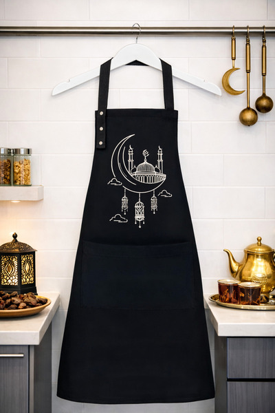 Hulganz Ramadan Themed Kitchen Apron Stain-Resistant Water-Repellent Fabric S...