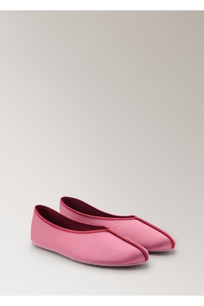 MANGO Woman Saten şeritli kontrast babet