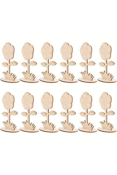 Boncukafası Wooden Flowers Painting Set – 20 Pieces Laser Cut 10X6 cm |   Creative Painting Activity for Children