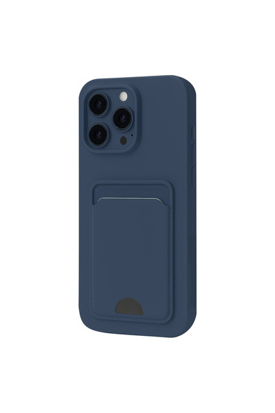 eco port iPhone 16 Pro Max Case Kelvin Silicone with Business Card - Navy Blue