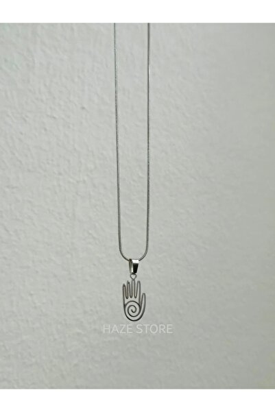 Haze قلادة عتيقة من الفضة والستانلس ستيل 316L بتصميم يد العذراء فاطمة