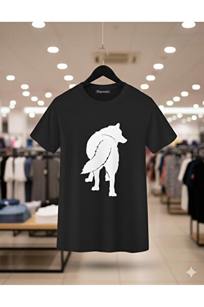 playwear Play Wear Unisex Round Neck Printed T-Shirt with the Image of a Wolf...