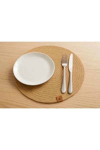 Lora Concept Jüt Hasır Supla - 35 cm El Örmesi Yuvarlak Amerikan Servis (6’lı...