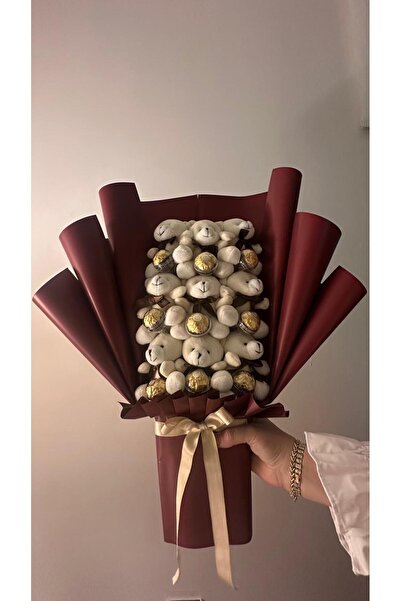 BİDOLUTAKI Ferrero Rocher Çikolatalı ve Peluş Ayıcıklı Buket - Sevgiliye Roma...