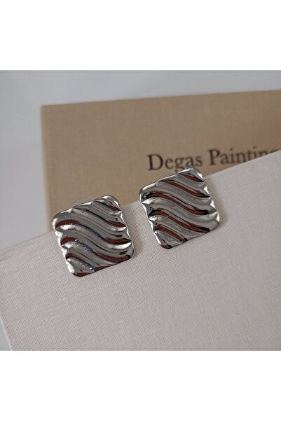 LENTE AKSESUAR Modern Wave Textured Square Earrings - Casual and Special Occa...
