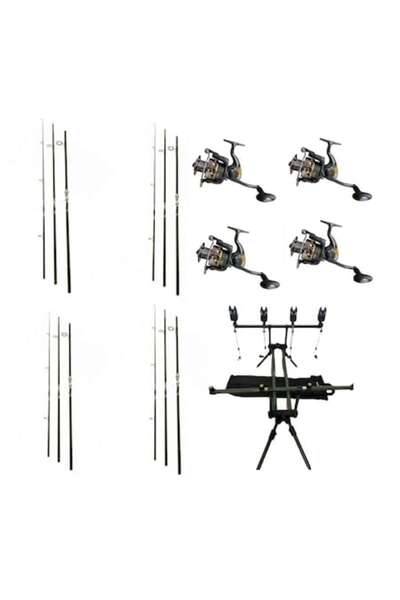 Cool Angel Complete carp fishing set, 4 rods 3.90 m, 4 Glamour 7000 reels, eq...