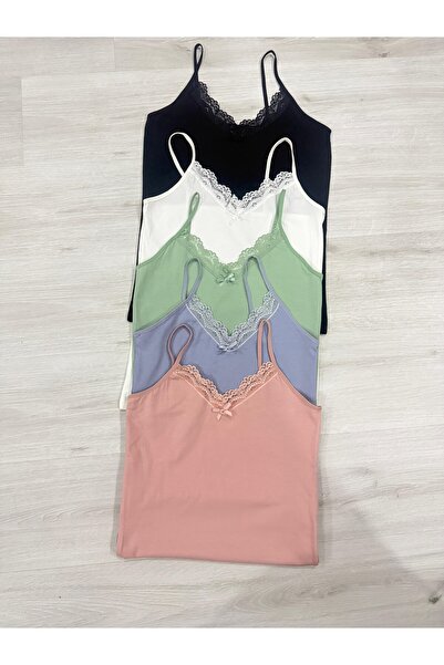 ParisTrend Lace Combed Cotton Athlete Undershirt 5-Piece Dowry Set Powder, Wh...