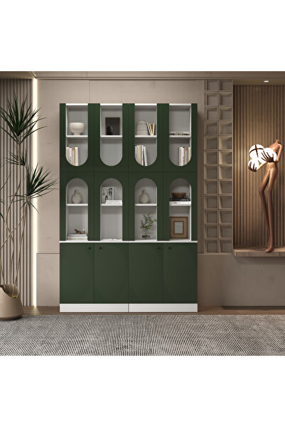 klubeconcept DERGÂH Beyaz Nişli Kemer Formlu Kitaplık Ünitesi | 140×30×210 cm