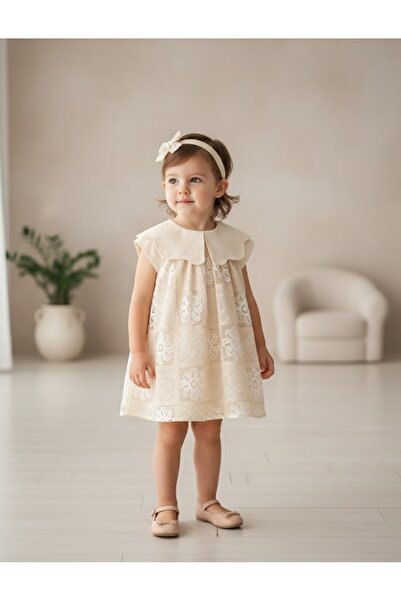 Noy Noy فستان دانتيل للفتيات الصغيرات مع إكسسوارات باندانا 9-24 شهرًا فستان م...