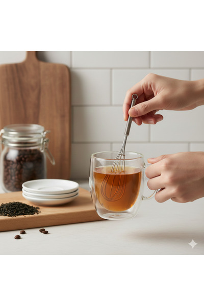 Special Action Mini Whisk Tip Tea Spoon |   Stainless Steel Whisk-Shaped Coff...