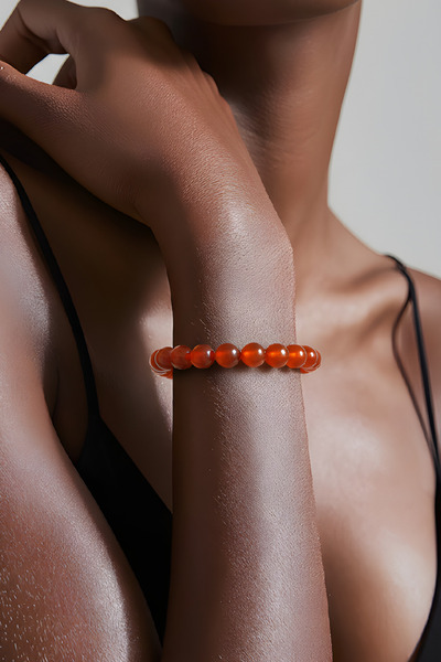 NBS Beautiful Naturel Stones Women's Red Luck Agate Bracelet Stylish Trendy (...