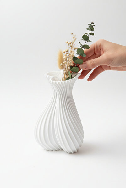 Pazarois Heart Shaped Design Vase White