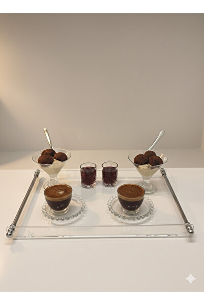 JAGUAR AKSESUAR Pleksi tepsi 4-6 kişilik gümüş kulp