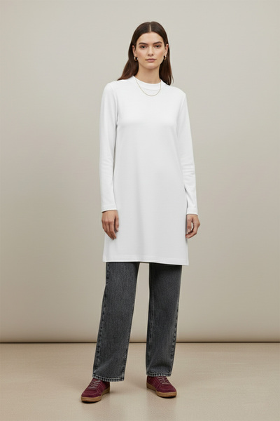 Modamorfo Women's Straight Cut Long Sleeve Tunic - 40021Tun