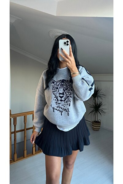 Dber  KAPLAN BASKILI ŞARDONLU SWEATSHIRT