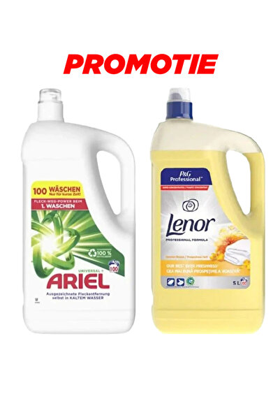 Ariel Universal Clean Detergent 100 washes, 5L + Lenor Summer Breeze Conditio...