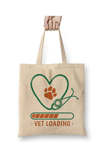 Toyaso Veterinary Animal Love Loading White Tote Bag Long Handle Shopping Bag...